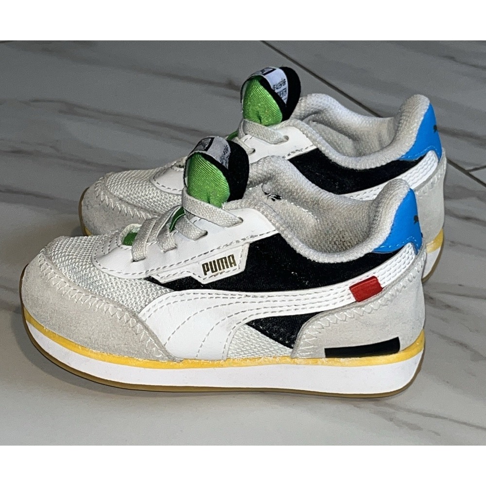 Puma Future Rider Toddler Shoes Size 8C White Black Green Blue Kids Sneakers
